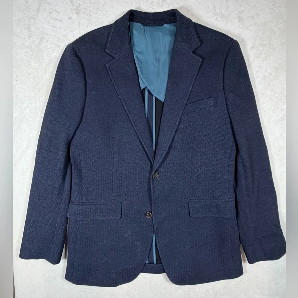 Bonobos 40R Italian Fabric Thick Cotton Blend Midnight Blue Corded Sport Coat